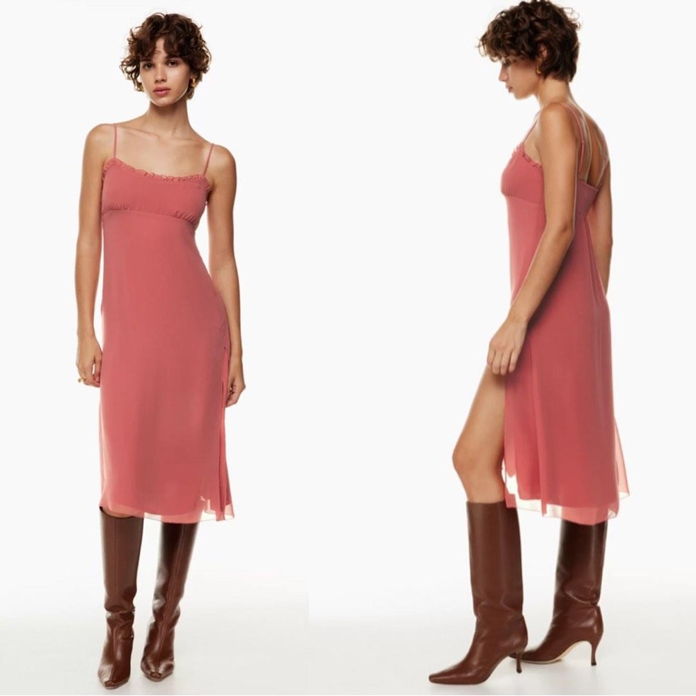Aritzia Wilfred | Sister Slip Midi Dress | Rosy Red 0
